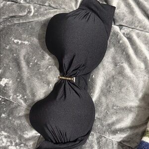 Victoria's Secret Black Bandeau Bikini Top with Metal Accent